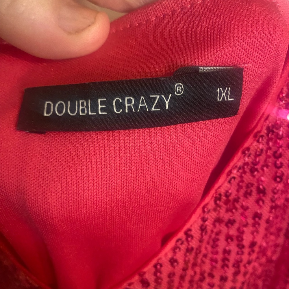 Double Crazy Pink Sequence Romper 1XL - Picture 3 of 4